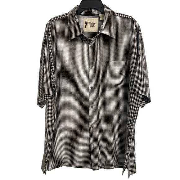 Vintage Silk Houndstooth Button Up Shirt Size XXL - Picture 1 of 10